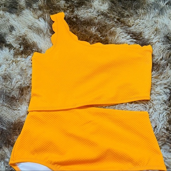 Old Navy one piece cut out scallop trim one shoulder swimsuit XL 14 - Picture 6 of 8